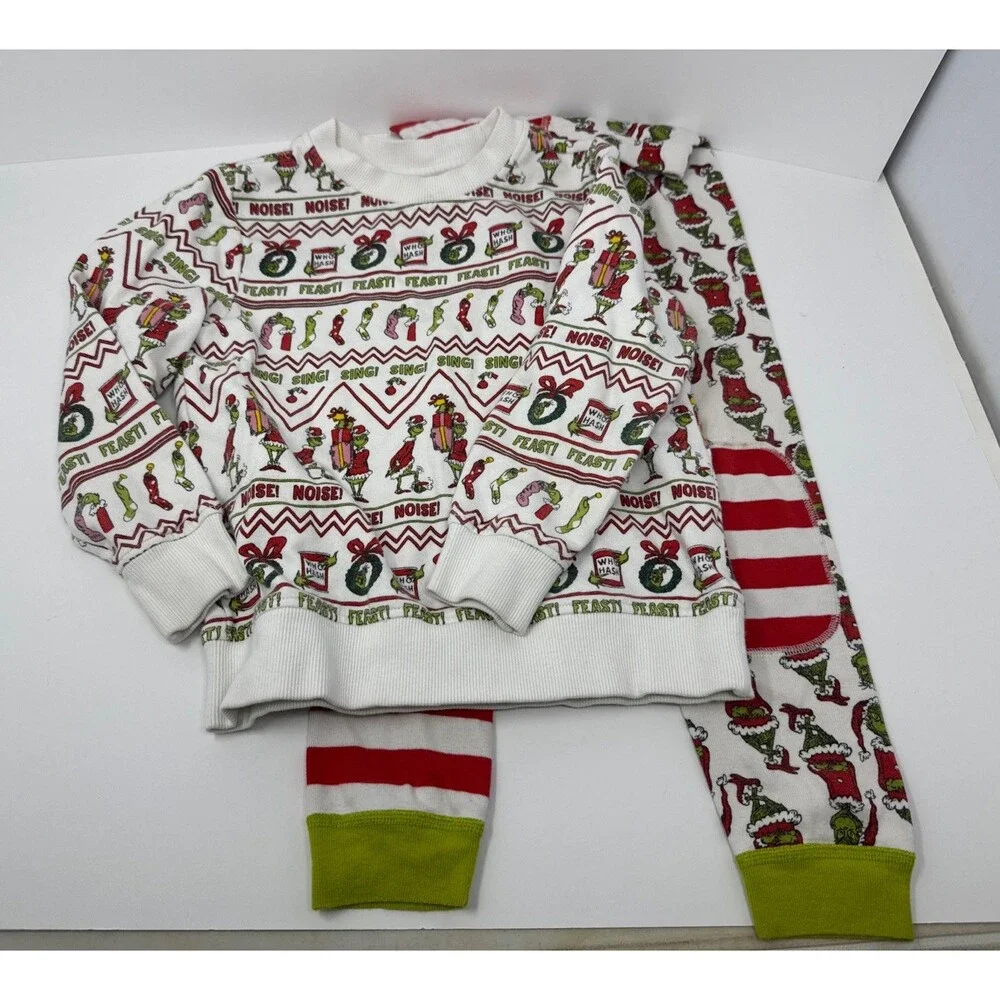 Hanna Anderson Organic Cotton Christmas Grinch Pajamas Unisex Youth US 5 110 cm